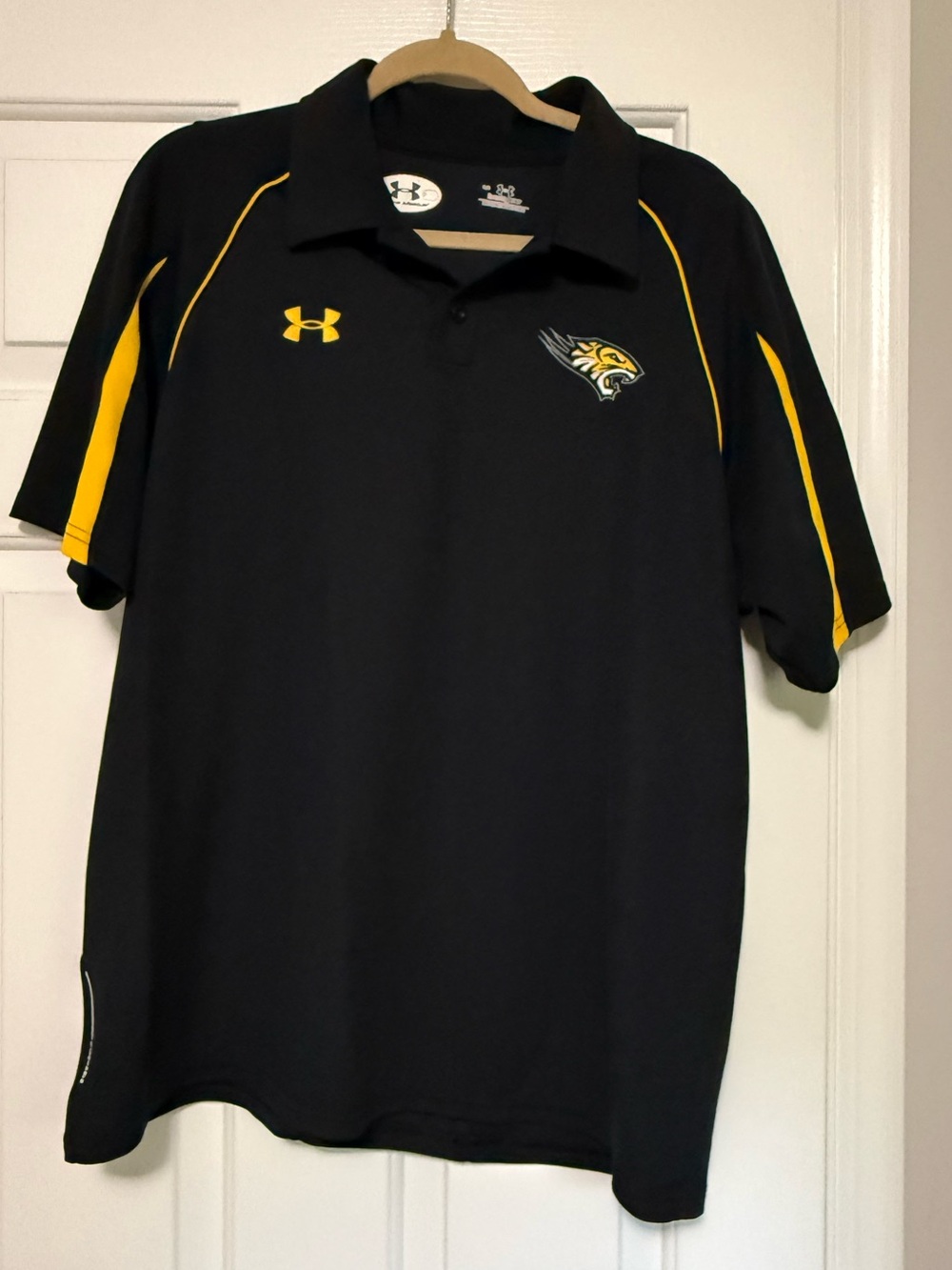 Under Armour Black Polo with Yellow Accents and Tiger Logo